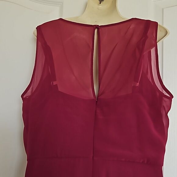 Yessica Women's Beaded Neckline Chiffon, Twisted Belt  Maxi Dress 12 Burgundy - Picture 5 of 16